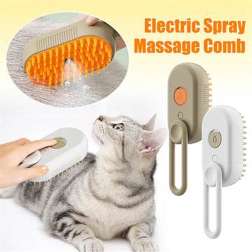 **3-in-1 Steam Pet Grooming Brush – Massage, Detangle & Remove Loose Hair for Cats & Dogs**