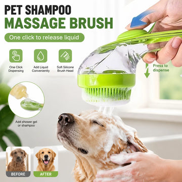 Pet Bath Massage Brush – 2-in-1 Foaming Silicone Grooming & Cleaning Tool for Cats & Dogs